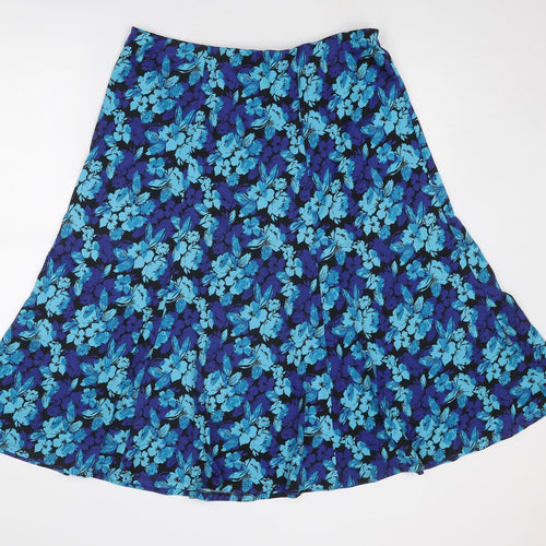 Bonmarché Womens Blue Floral Polyester Swing Skirt Size 16