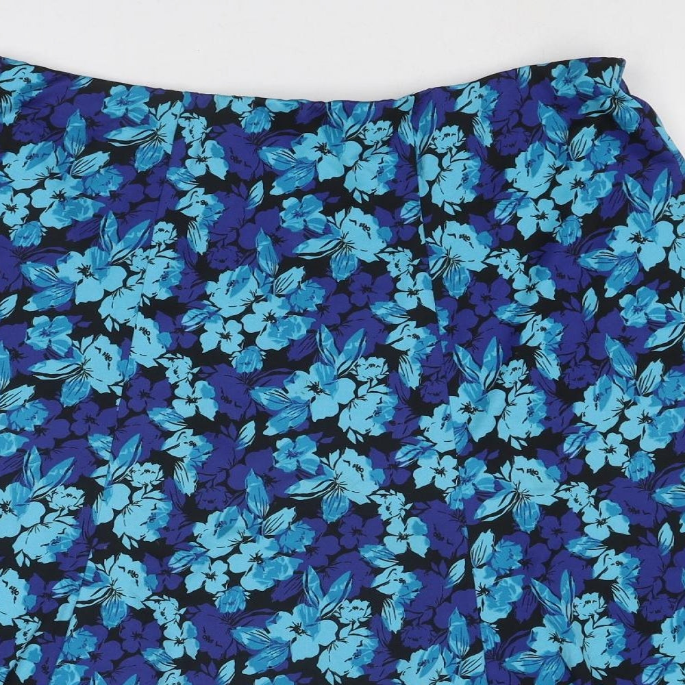 Bonmarché Womens Blue Floral Polyester Swing Skirt Size 16