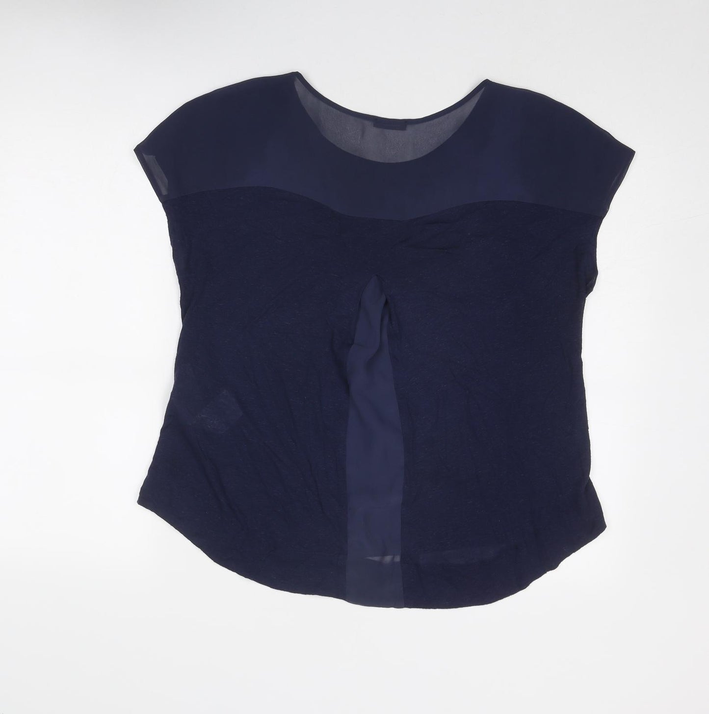 Marella Womens Blue Silk Basic Blouse Size L Round Neck