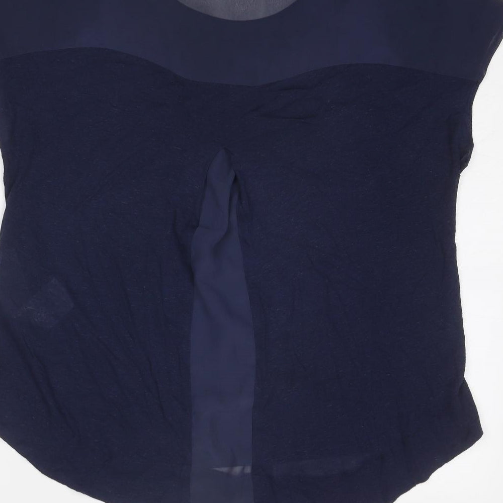 Marella Womens Blue Silk Basic Blouse Size L Round Neck