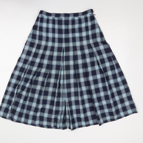 Laird-Portch Womens Blue Plaid Polyester Swing Skirt Size 12 Zip
