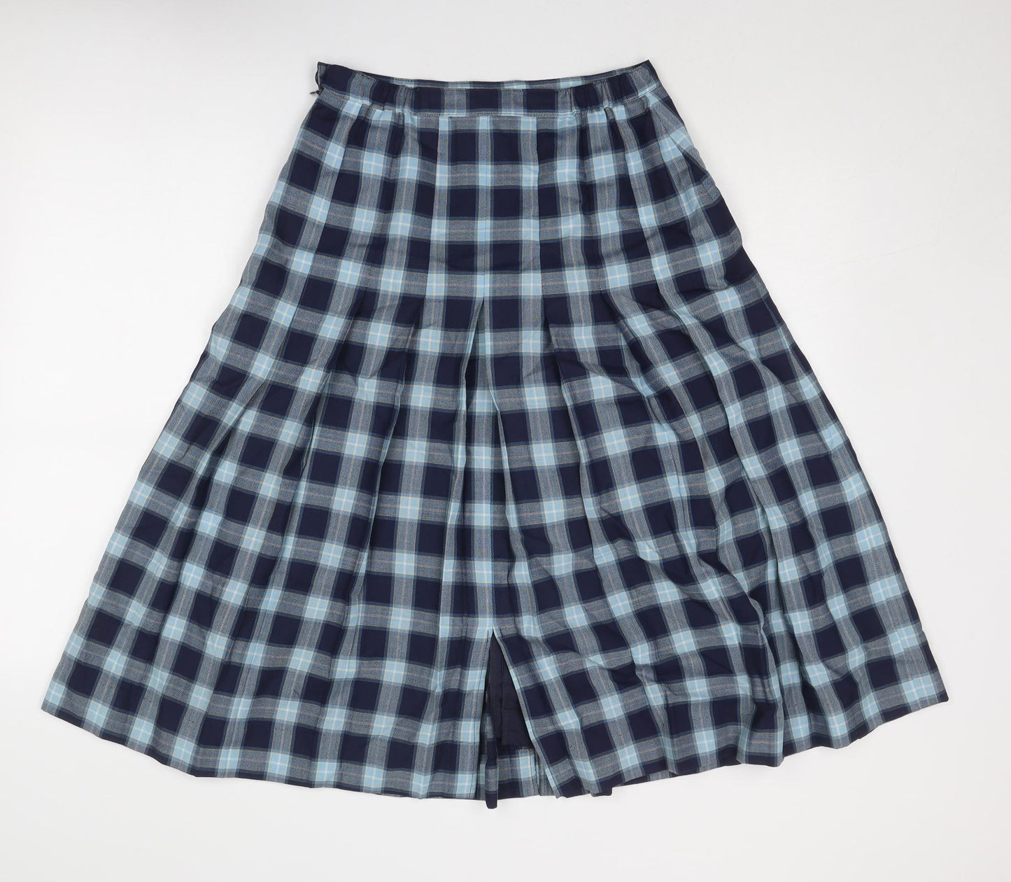 Laird-Portch Womens Blue Plaid Polyester Swing Skirt Size 12 Zip