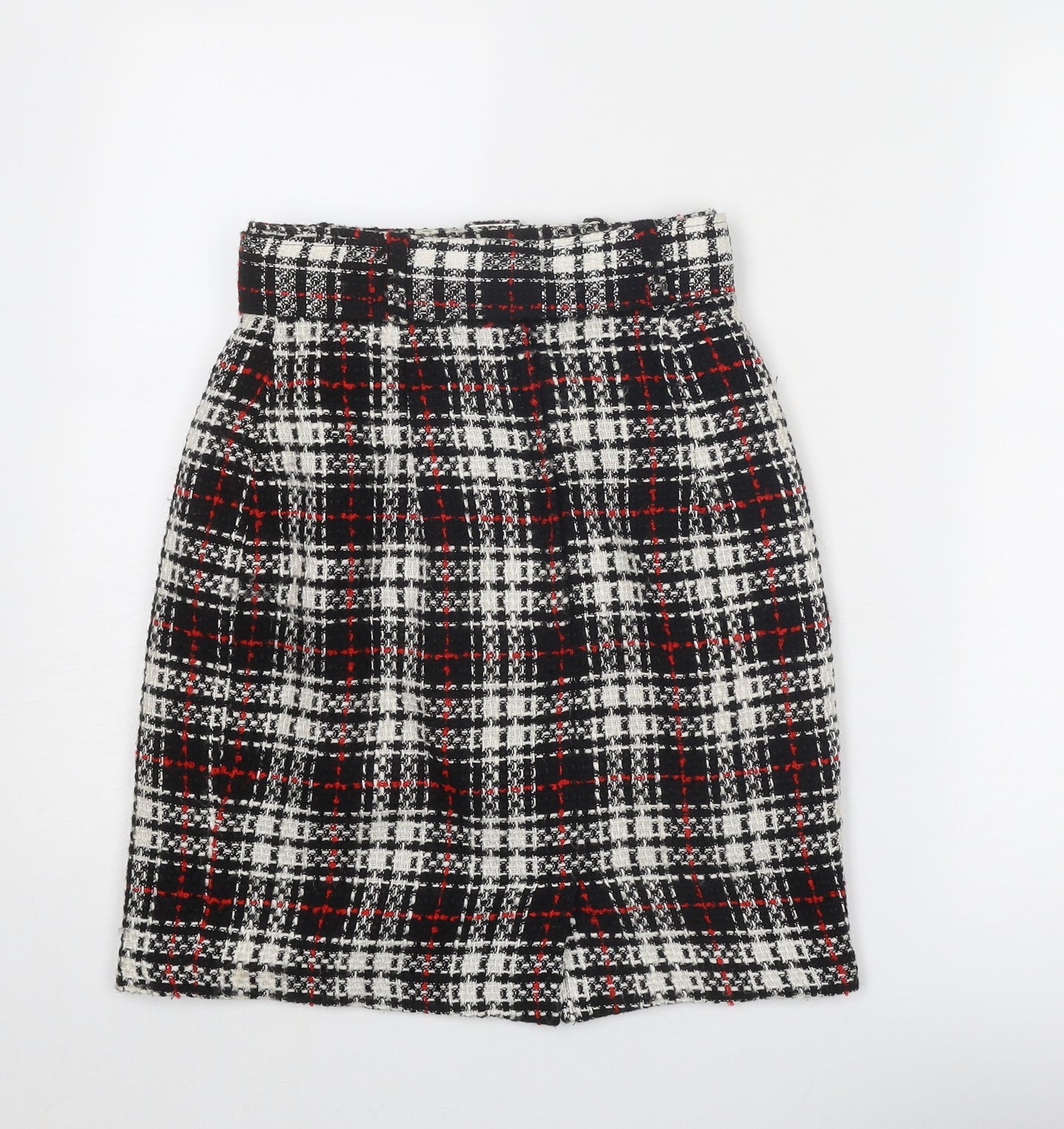 Zygo Womens Multicoloured Plaid Acrylic A-Line Skirt Size 12 Zip - Belt Included