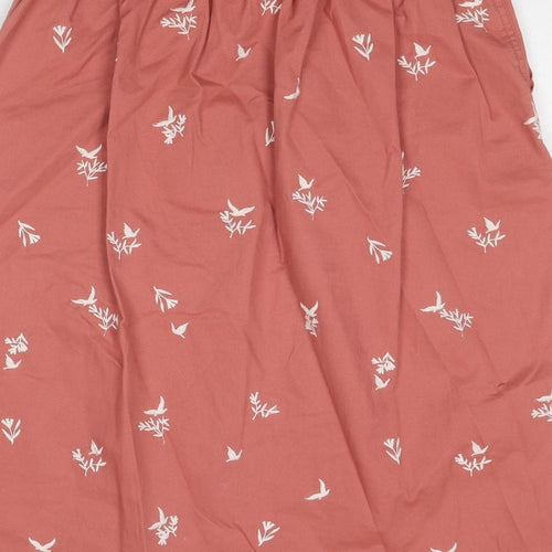 White Stuff Womens Pink Geometric Cotton A-Line Skirt Size 12 - Bird Pattern