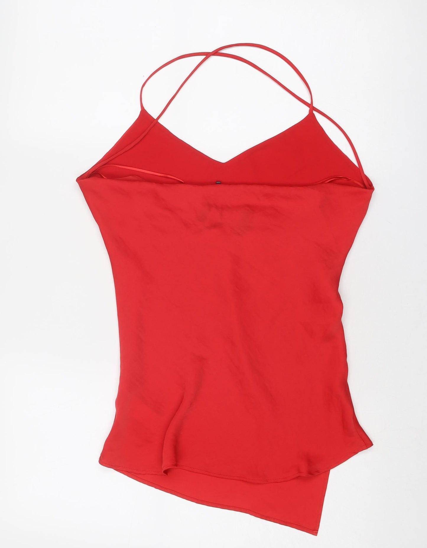 Zara Womens Red Polyester Basic Tank Size XS V-Neck