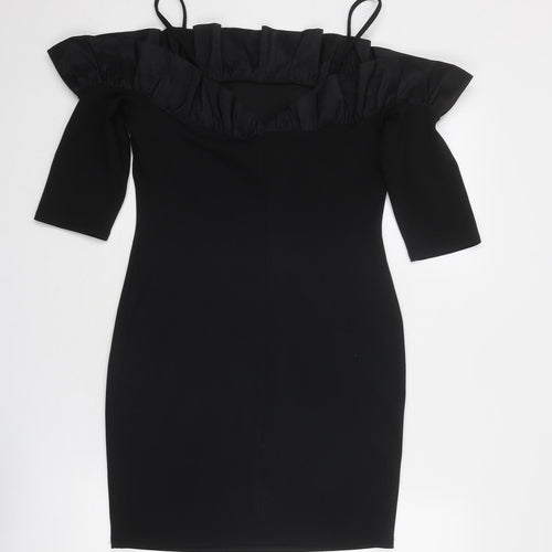 River Island Womens Black Polyester Bodycon Size 10 Off the Shoulder Pullover