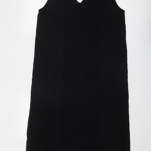 Jaeger Womens Black Cotton A-Line Size M V-Neck Pullover