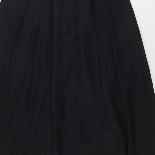 Yarell Womens Black Polyester Pleated Skirt Size 14 Zip