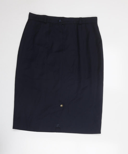 Hammer Womens Blue Polyester A-Line Skirt Size 34 in Zip