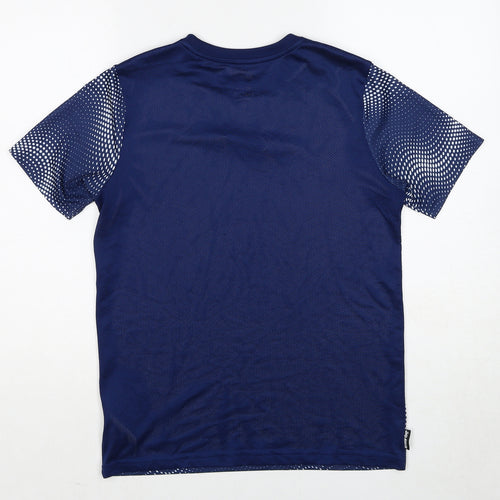 Nike Boys Blue Geometric Polyester Basic T-Shirt Size 13-14 Years Round Neck Pullover