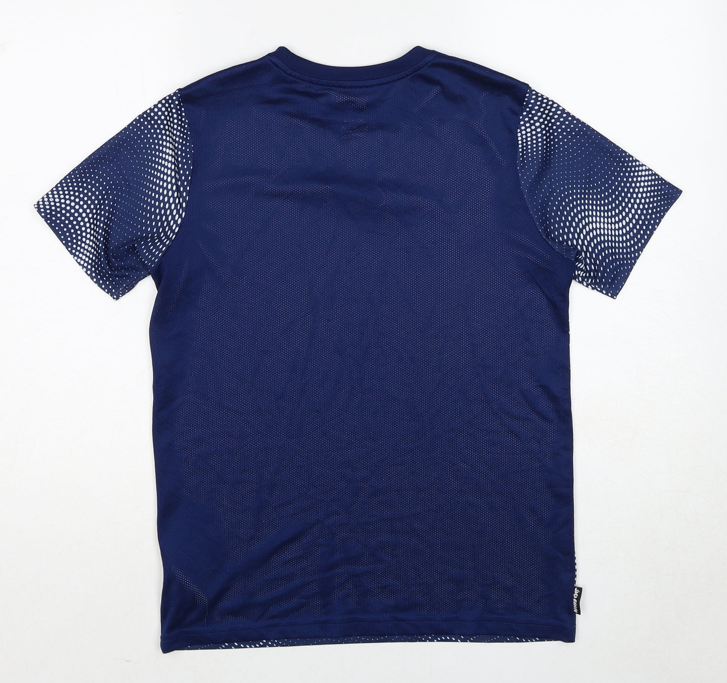 Nike Boys Blue Geometric Polyester Basic T-Shirt Size 13-14 Years Round Neck Pullover