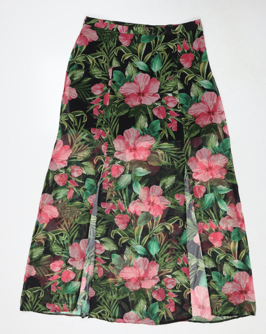 New Look Womens Multicoloured Floral Polyester Peasant Skirt Size 14 Zip