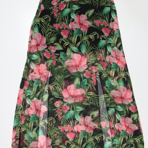 New Look Womens Multicoloured Floral Polyester Peasant Skirt Size 14 Zip