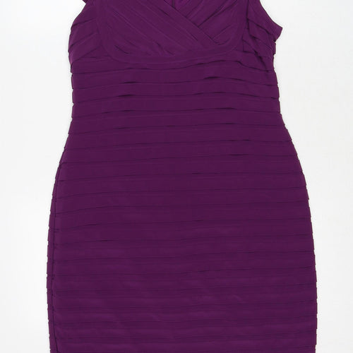 Scarlett Nite Womens Purple Polyester Shift Size 10 V-Neck Zip