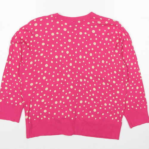 Cable & Gauge Womens Pink Round Neck Polka Dot Viscose Cardigan Jumper Size L