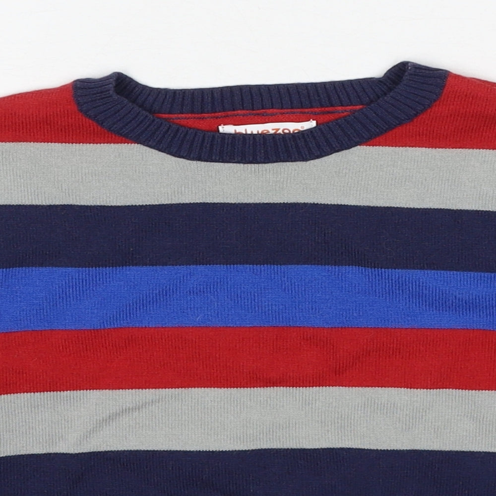 Blue Zoo Boys Multicoloured Round Neck Striped Cotton Pullover Jumper Size 4-5 Years Pullover