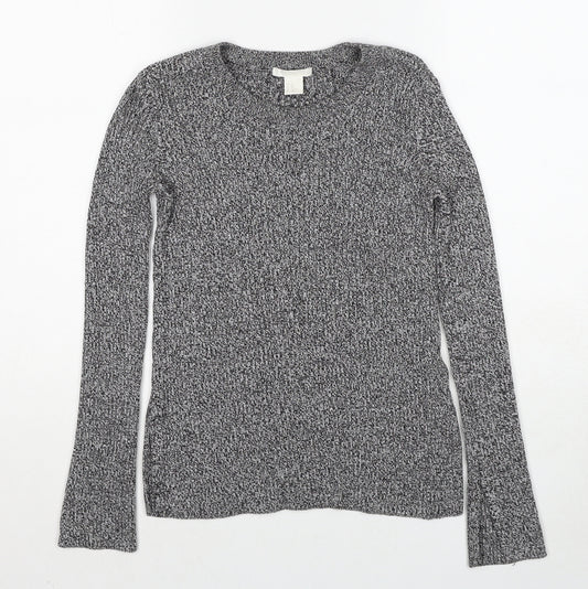 H&M Womens Grey Round Neck Cotton Pullover Jumper Size XS