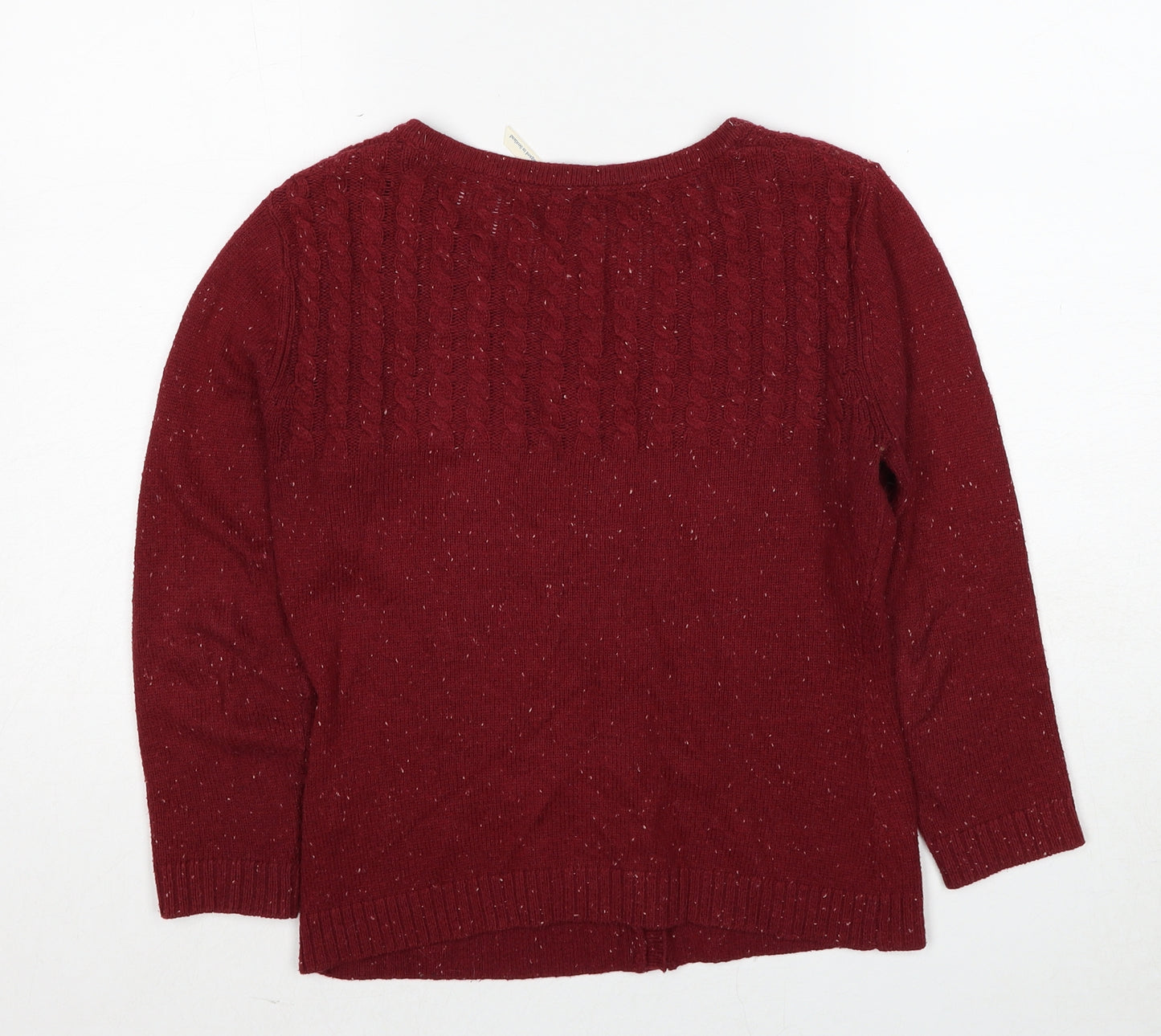 Ness Womens Red Round Neck Cotton Cardigan Jumper Size S