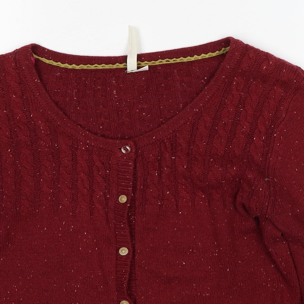 Ness Womens Red Round Neck Cotton Cardigan Jumper Size S