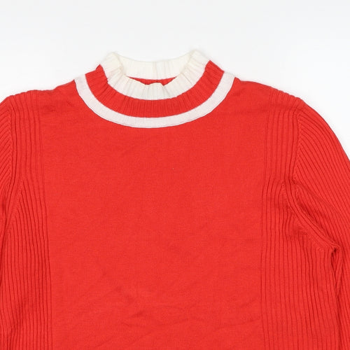 Marks and Spencer Womens Red High Neck Viscose Pullover Jumper Size 18