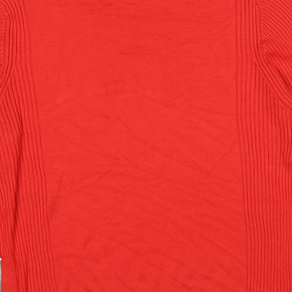 Marks and Spencer Womens Red High Neck Viscose Pullover Jumper Size 18