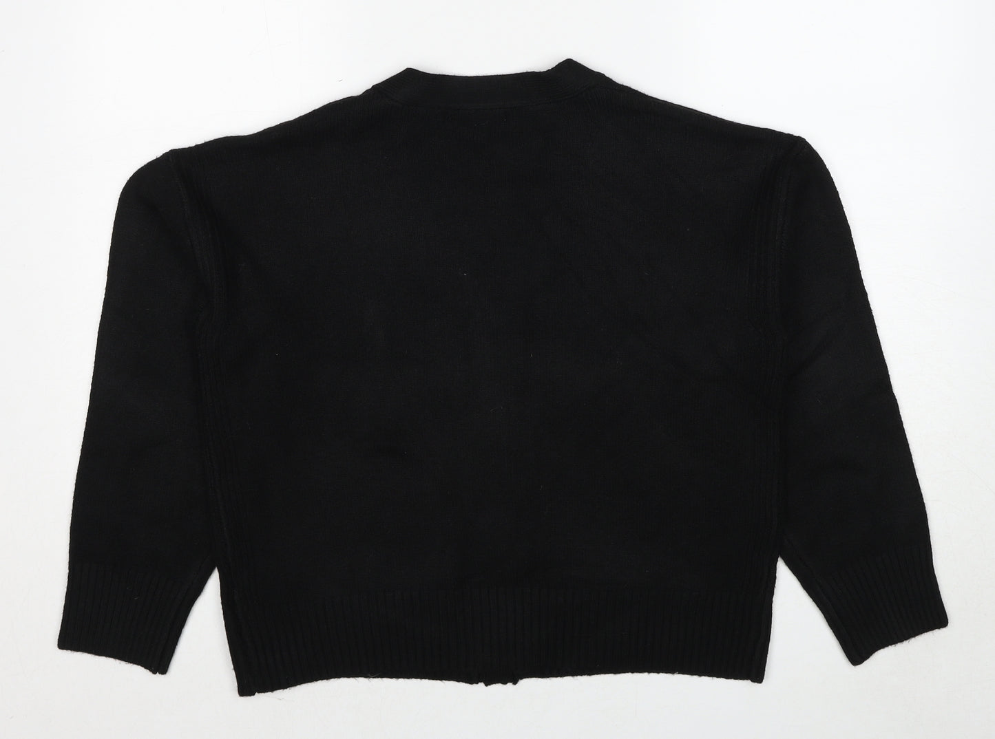 Marks and Spencer Womens Black V-Neck Polyester Cardigan Jumper Size M