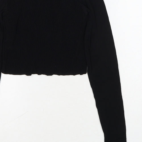 Zara Womens Black Round Neck Viscose Pullover Jumper Size S
