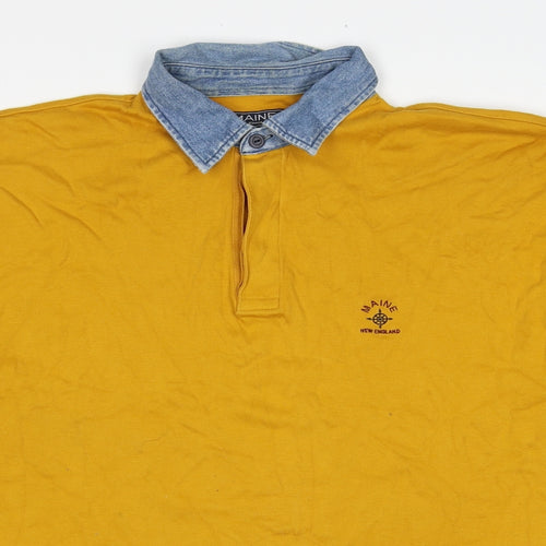 Maine Mens Yellow Cotton Polo Size XL Collared Pullover
