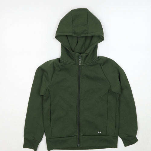 Uniqlo Boys Green Polyester Full Zip Hoodie Size 9-10 Years Zip