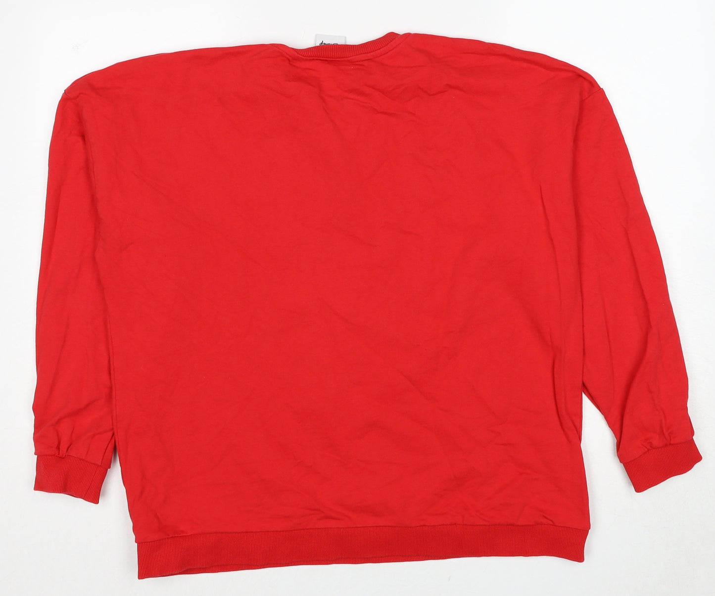 Disney Womens Red Cotton Pullover Sweatshirt Size 18 Pullover - Mickey Minnie Mouse Merry Kissmas