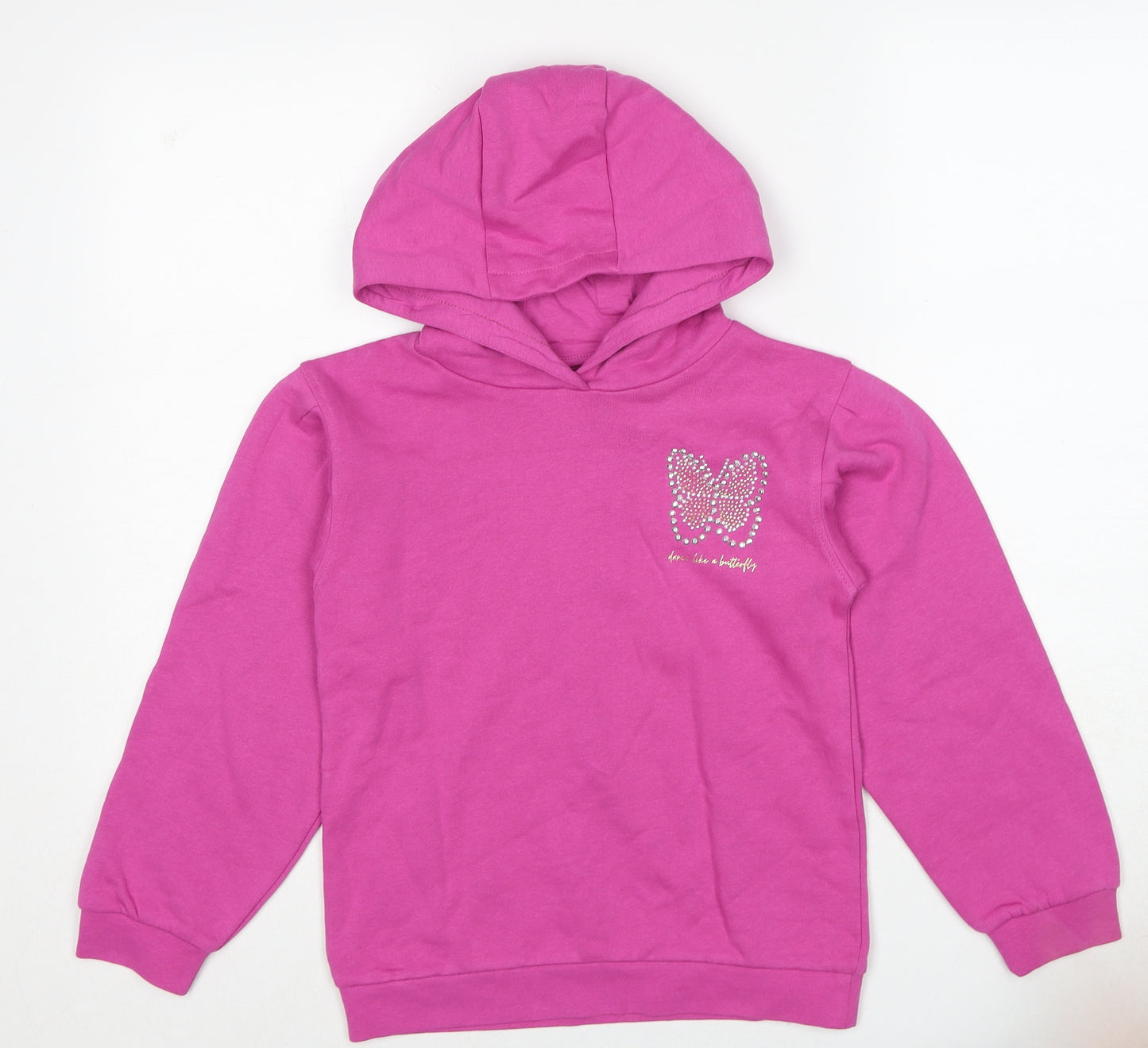 John Lewis Girls Pink Cotton Pullover Hoodie Size 9 Years Pullover - Dance Like A Butterfly