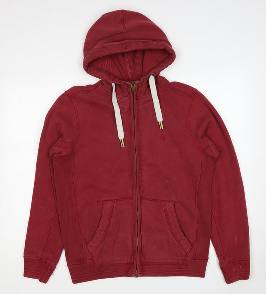 Fat Face Mens Red Cotton Full Zip Hoodie Size S
