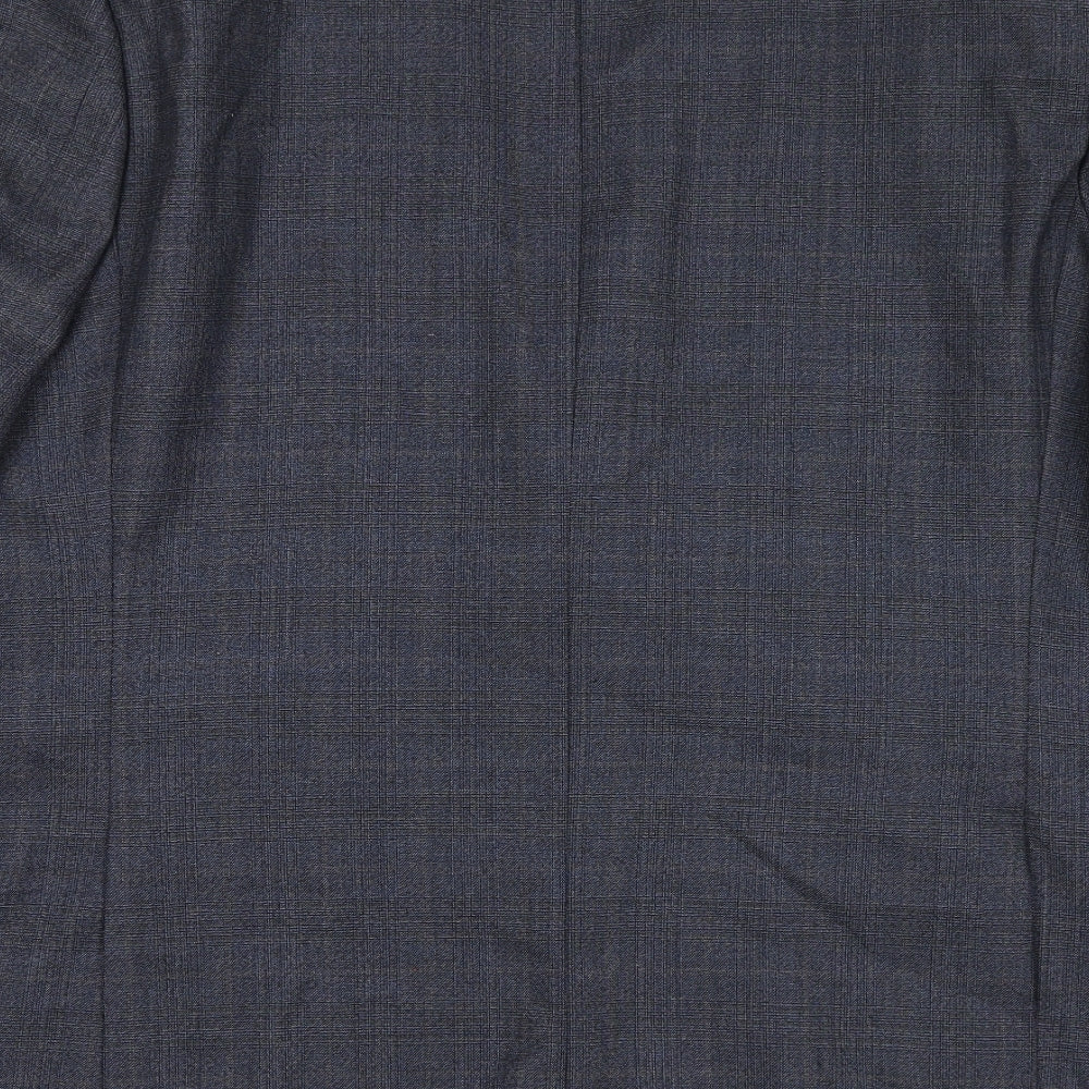 Chester Mens Grey Plaid Wool Jacket Suit Jacket Size 46 Regular