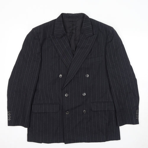 Savoy Taylors Guild Mens Grey Striped Wool Jacket Suit Jacket Size 40 Regular
