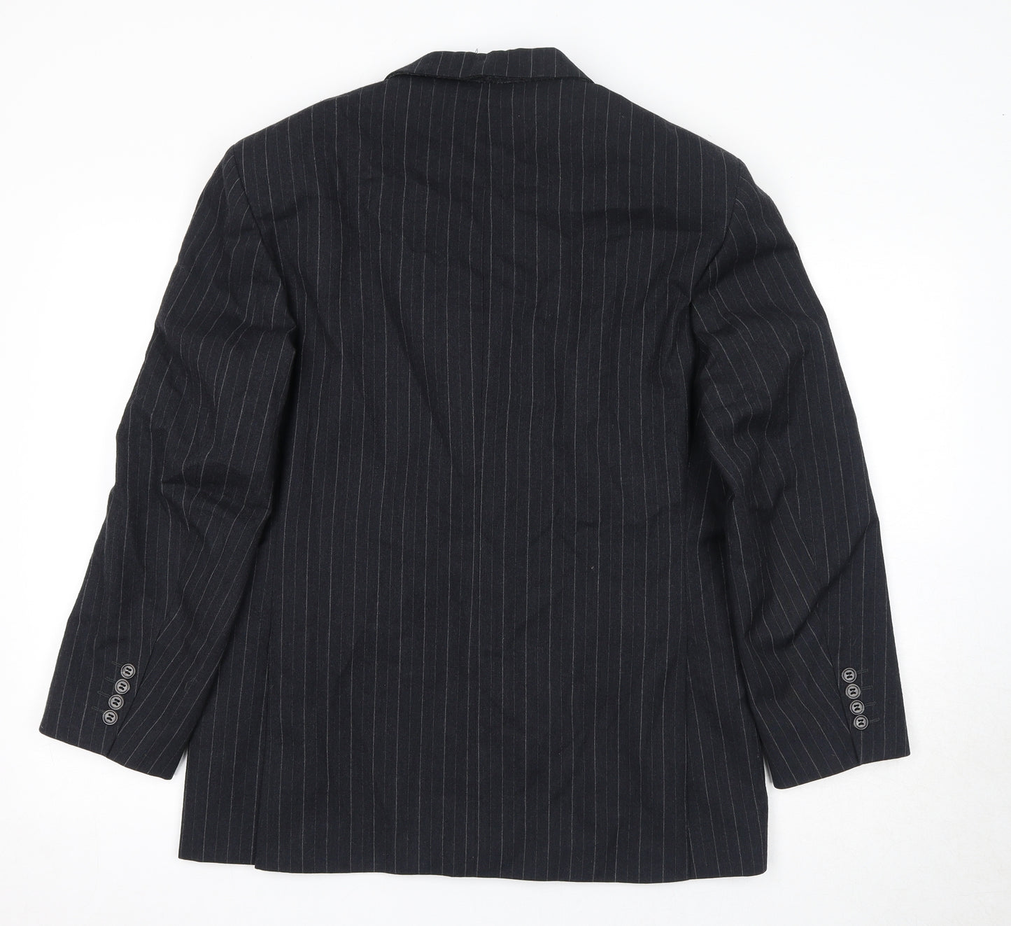 Savoy Taylors Guild Mens Grey Striped Wool Jacket Suit Jacket Size 40 Regular