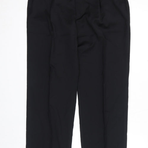 Marks and Spencer Mens Black Wool Trousers Size 34 in L30 in Regular Zip
