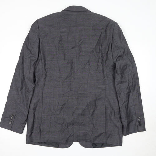 Jaeger Mens Grey Striped Wool Jacket Suit Jacket Size 44 Regular