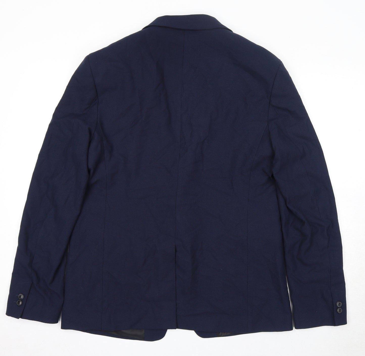 Zara Mens Blue Polyester Jacket Suit Jacket Size L Regular