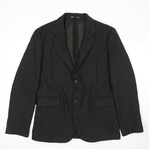 Zara Mens Black Polyester Jacket Suit Jacket Size XL Regular