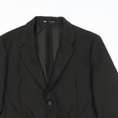 Zara Mens Black Polyester Jacket Suit Jacket Size XL Regular
