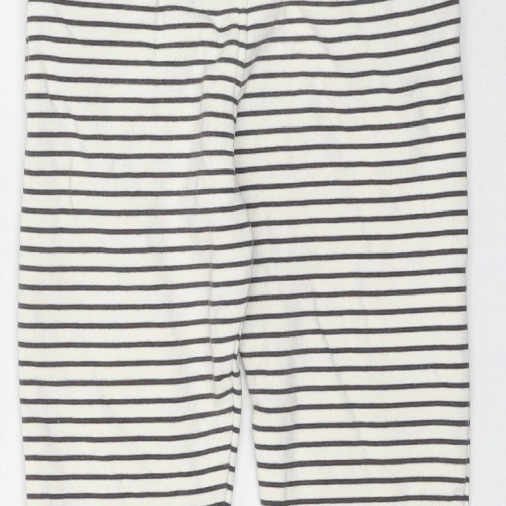 Marks and Spencer Boys Ivory Striped Cotton Jogger Trousers Size 2-3 Years Regular Pullover