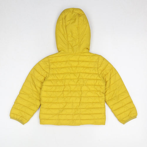 Joules Girls Yellow Quilted Jacket Size 4 Years Zip