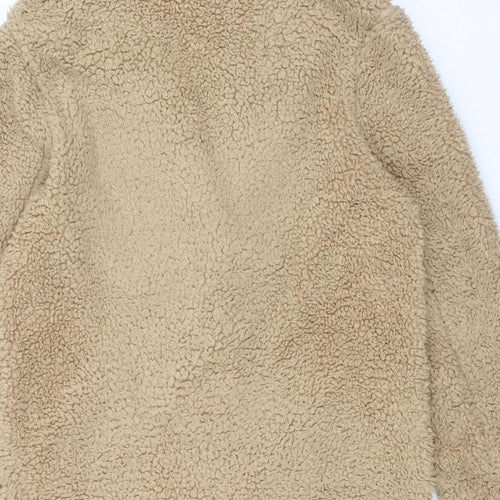 Uniqlo Womens Beige Overcoat Coat Size M Button - Teddy Bear Style