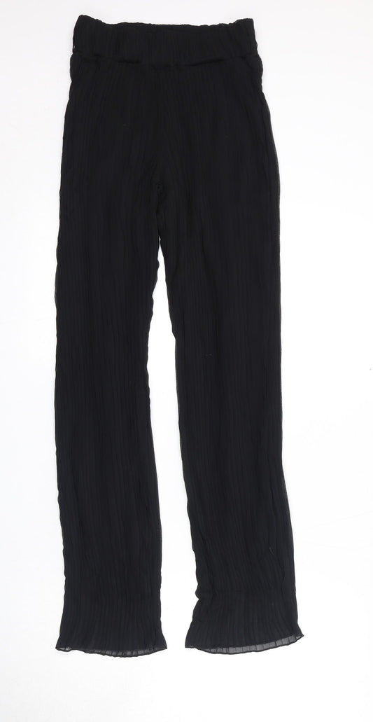 PRETTYLITTLETHING Womens Black Polyester Trousers Size 4XL L30 in Regular
