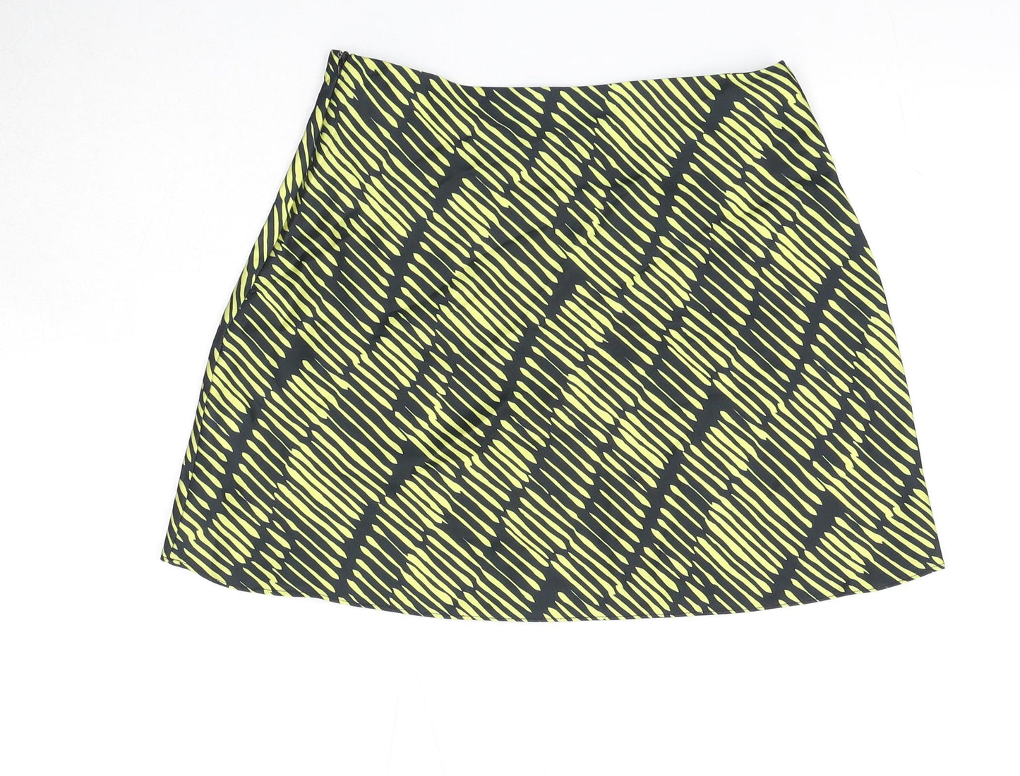 Glamorous Womens Black Geometric Polyester A-Line Skirt Size 8 Zip