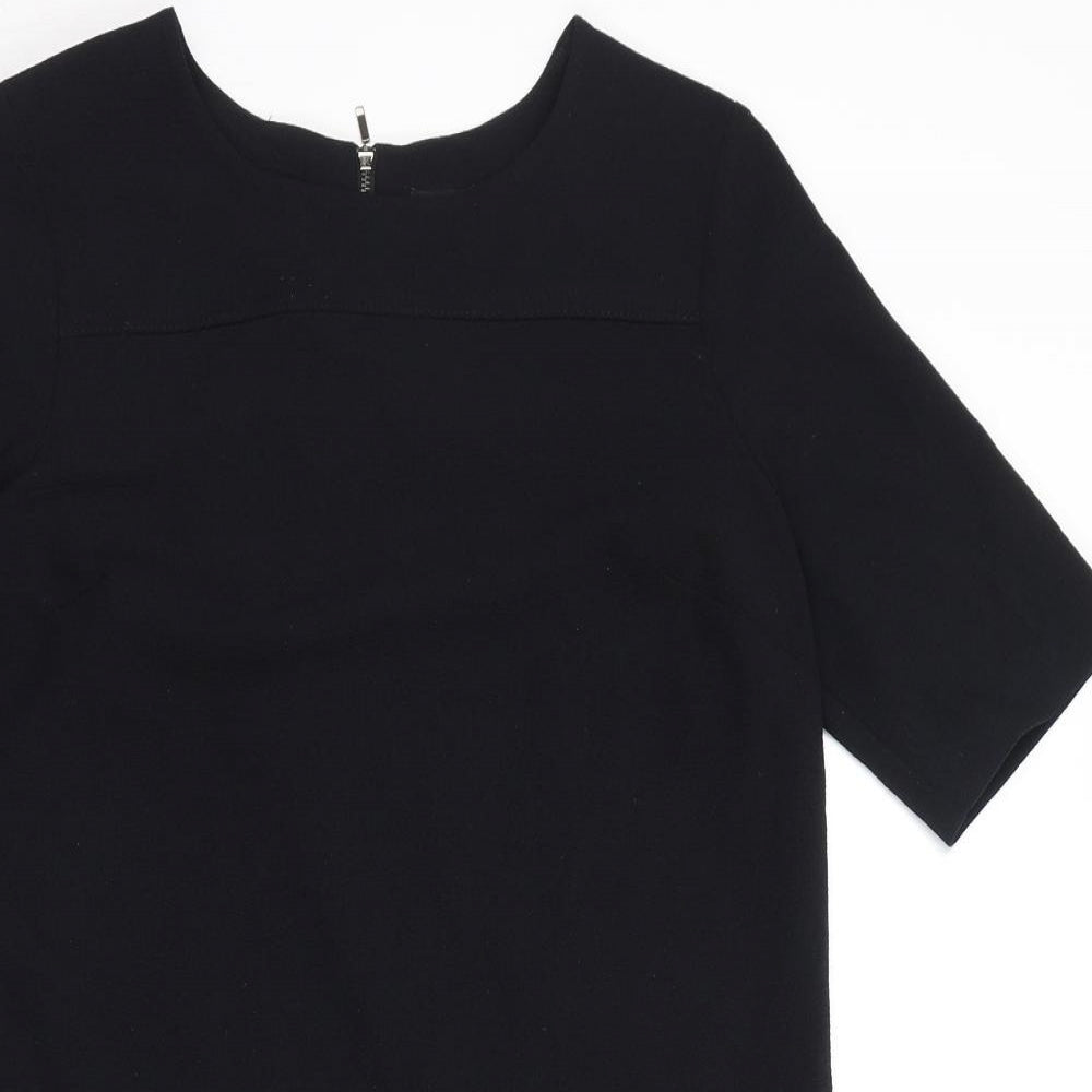 Debenhams Womens Black Polyester A-Line Size 12 Round Neck Zip