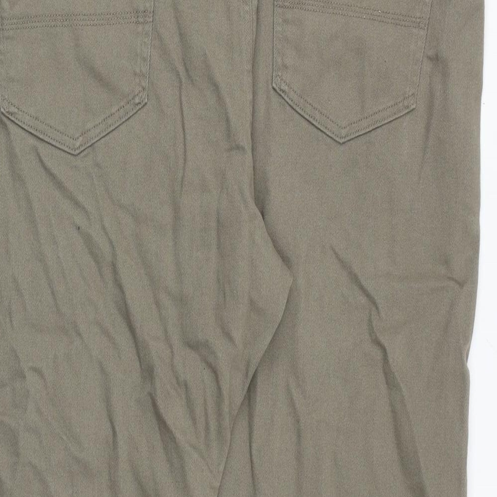 Marks and Spencer Mens Green Cotton Straight Jeans Size 44 in Extra-Slim Zip