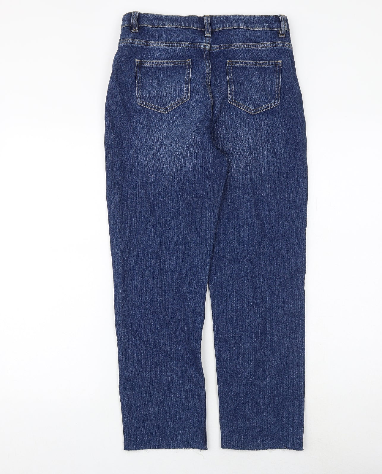 Marks and Spencer Girls Blue 100% Cotton Straight Jeans Size 13-14 Years Regular Zip