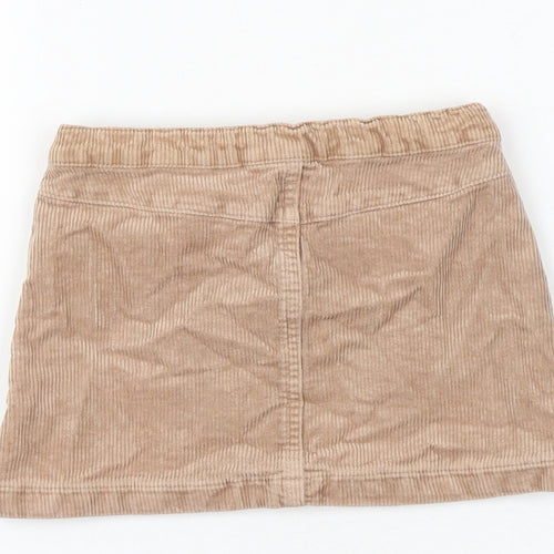 H&M Girls Brown Cotton A-Line Skirt Size 3-4 Years Regular Button