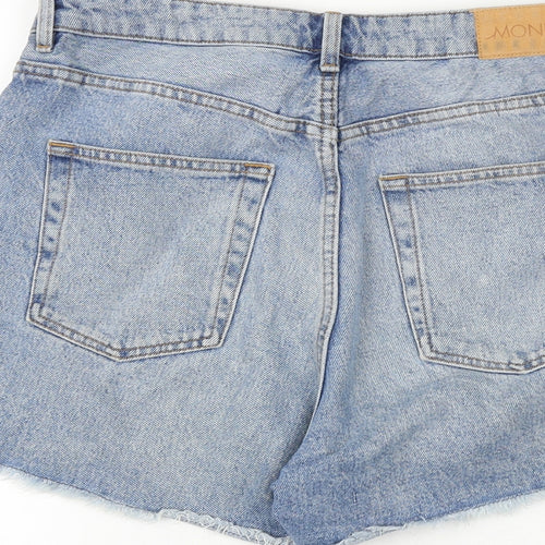 Monki Womens Blue 100% Cotton Cut-Off Shorts Size 30 in Regular Zip